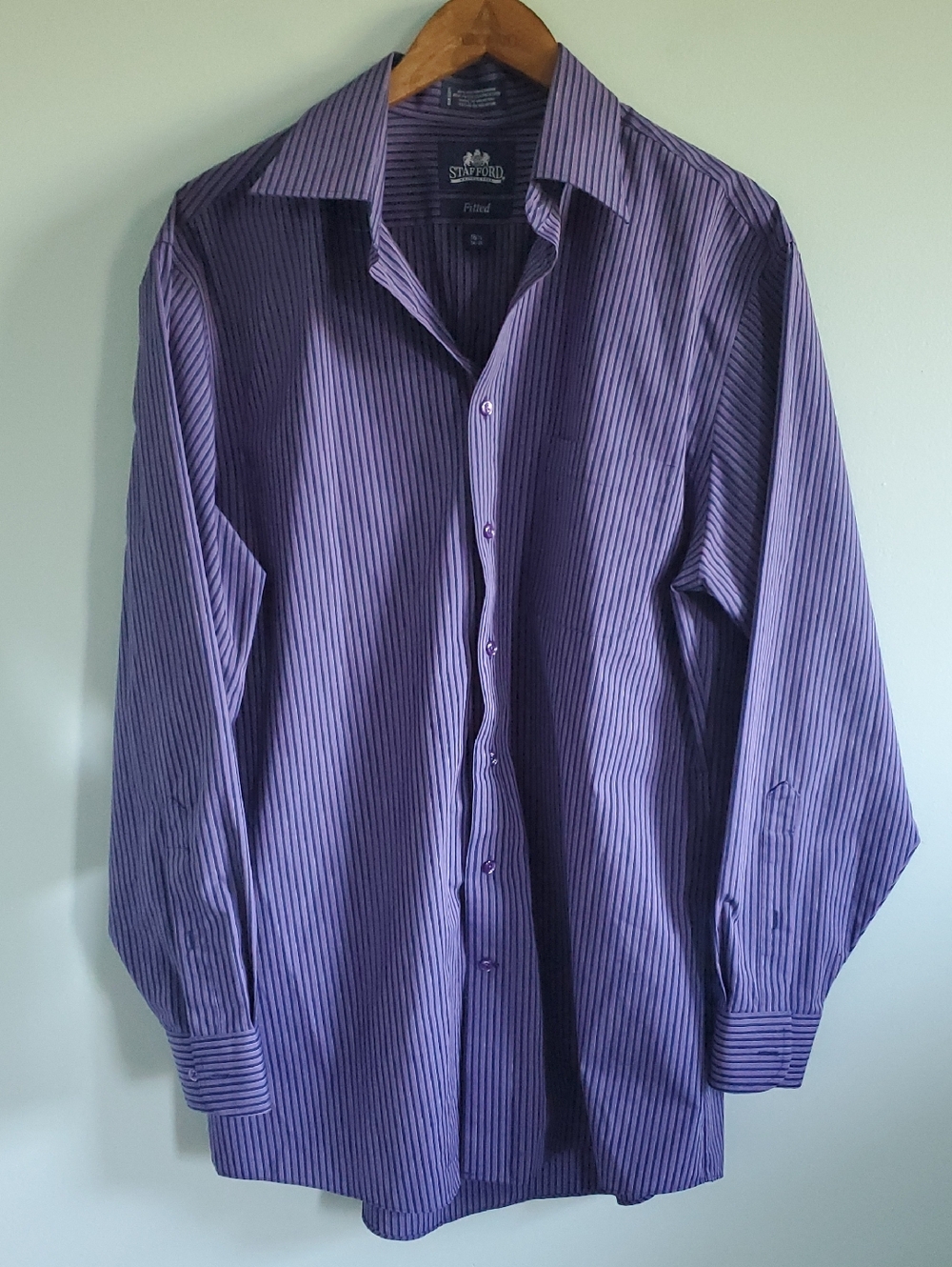 Stafford Purple with Pinstripe Men's Dress Shirt